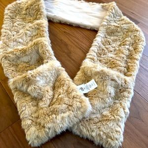 CAbi faux fur scarf with built in hand compartments